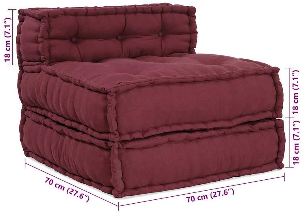 Modulinė sofa, kaštoninės spalvos, 70x70x54 cm, audinys