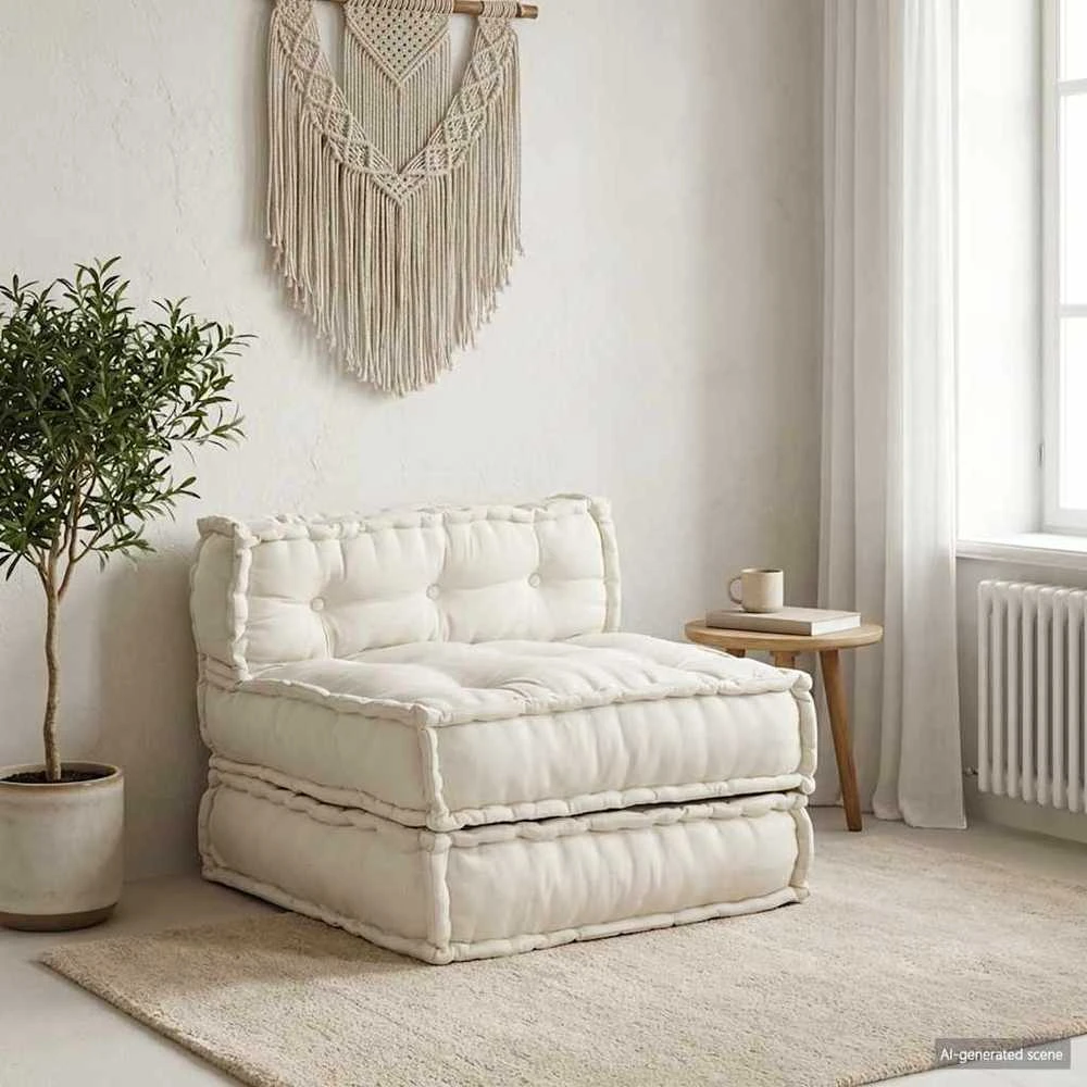 Modulinė sofa, kreminės spalvos, 70x70x54 cm, audinys