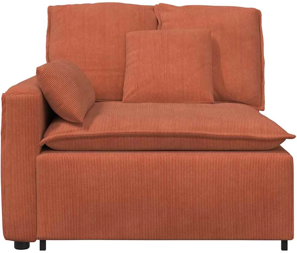 Modulinė sofa, porankiai, galas, su pagalvėlėmis, raudonai oranžinė, 100 cm