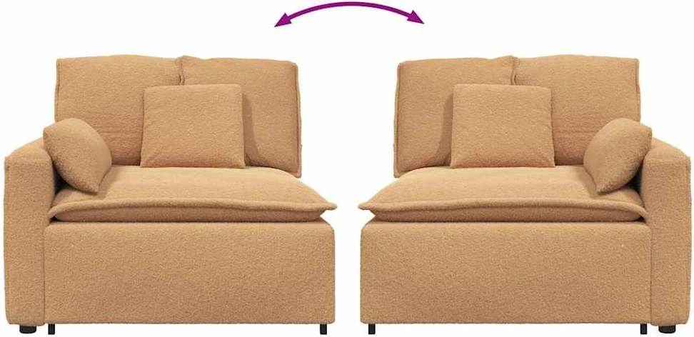 Modulinė sofa, porankiai, galo modulis su pagalvėlėmis, smėlio spalvos, 100 cm