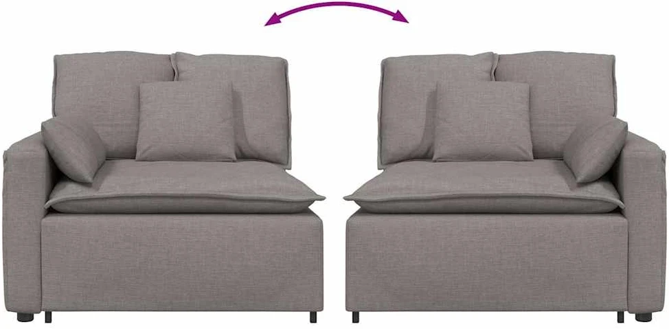 Modulinė sofa, porankis, galo modulis su pagalvėlėmis, pilkai ruda, 100 cm