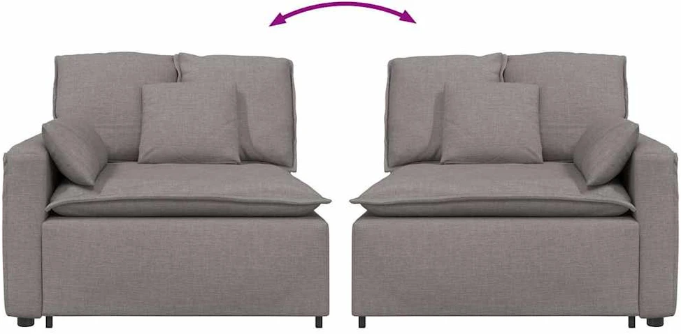Modulinė sofa, porankis, galo modulis su pagalvėlėmis, pilkai ruda, 100 cm