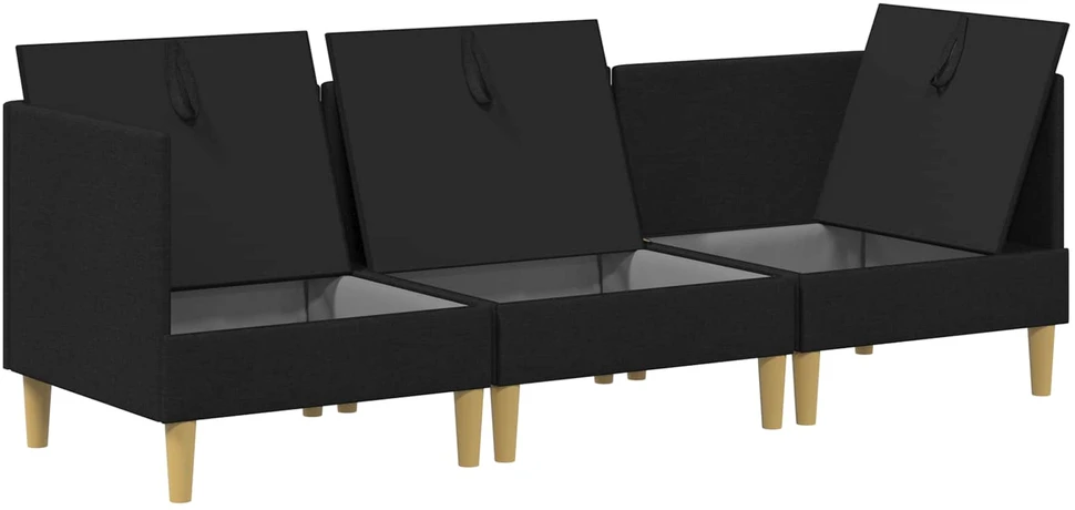 Modulinė sofa su laikymo vieta 3 vnt. Juoda Audinys