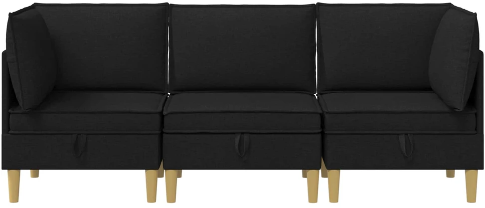 Modulinė sofa su laikymo vieta 3 vnt. Juoda Audinys