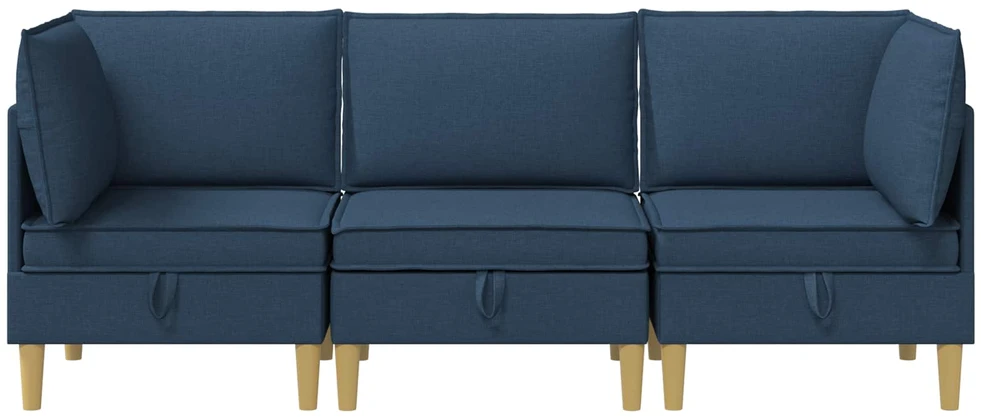 Modulinė sofa su laikymo vieta 3 vnt. Mėlyna Audinys