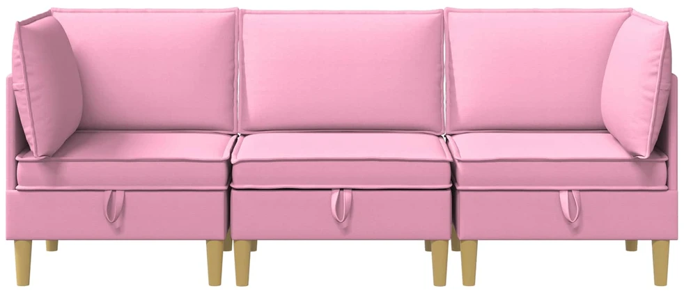 Modulinė sofa su laikymo vieta 3 vnt. Rožinė Audinys