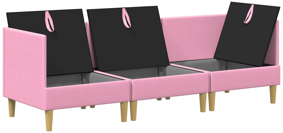 Modulinė sofa su laikymo vieta 3 vnt. Rožinė Audinys