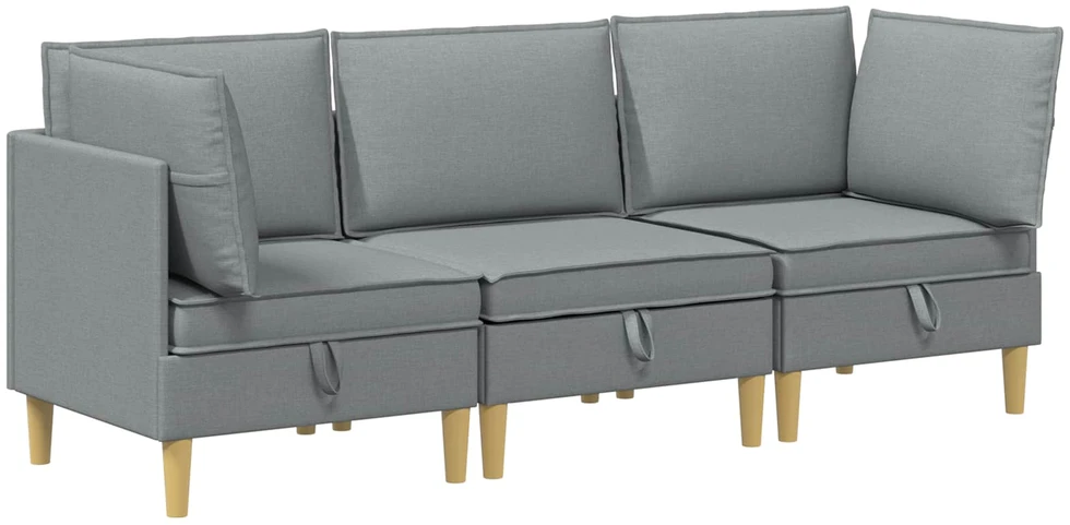 Modulinė sofa su laikymo vieta 3 vnt. Šviesiai pilka