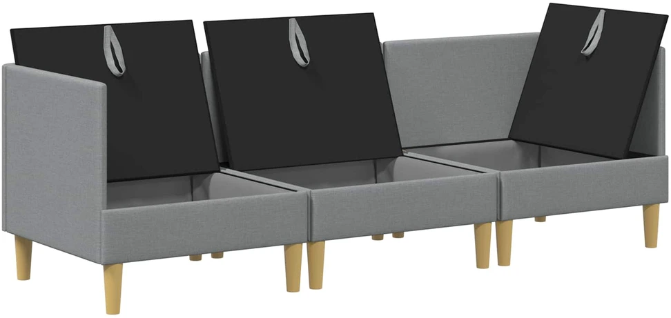 Modulinė sofa su laikymo vieta 3 vnt. Šviesiai pilka