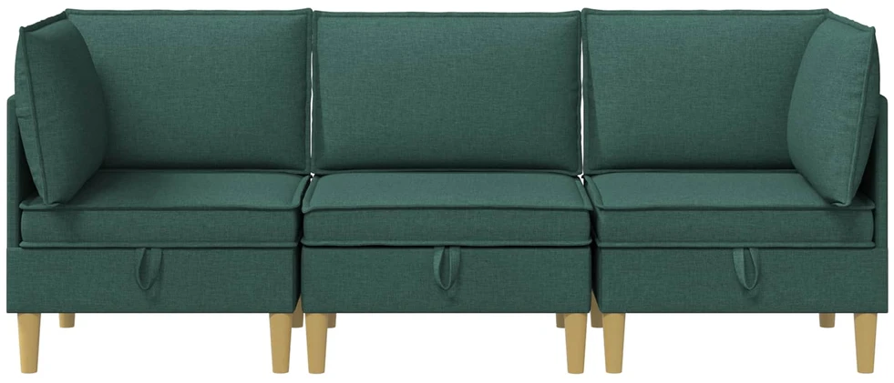 Modulinė sofa su laikymo vieta 3 vnt. Tamsiai žalia Audinys