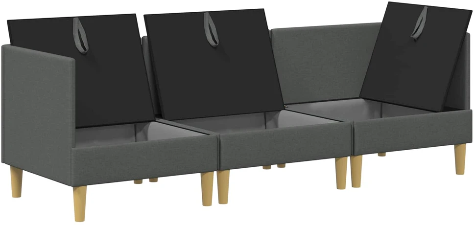 Modulinė sofa su laikymo vieta 3 vnt. Tamsiai pilka
