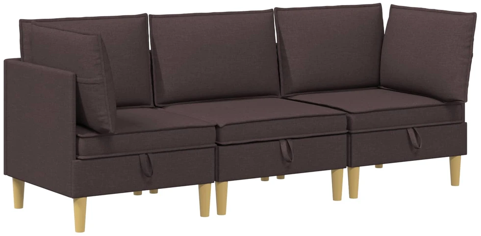 Modulinė sofa su laikymo vieta 3 vnt. Tamsiai rudas Audinys