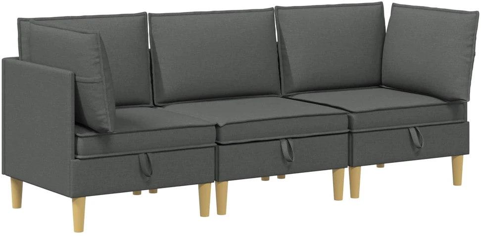 Modulinė sofa su laikymo vieta 3 vnt. Tamsiai pilka