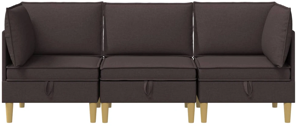 Modulinė sofa su laikymo vieta 3 vnt. Tamsiai rudas Audinys