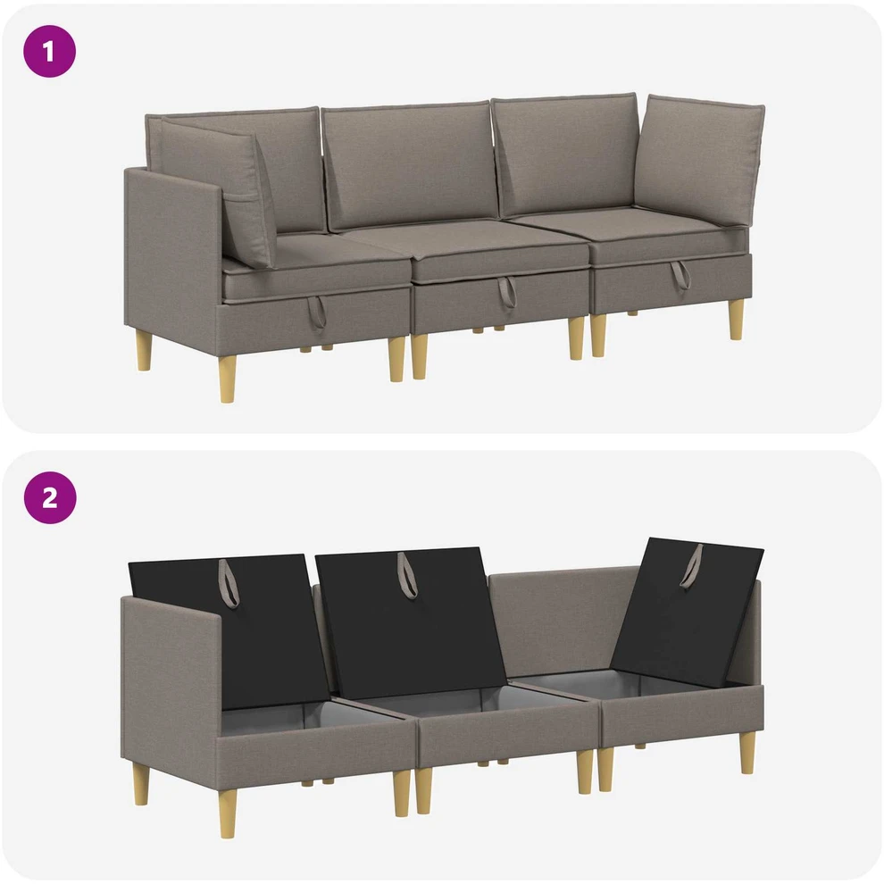 Modulinė sofa su laikymo vieta 3 vnt. Taupe Audinys
