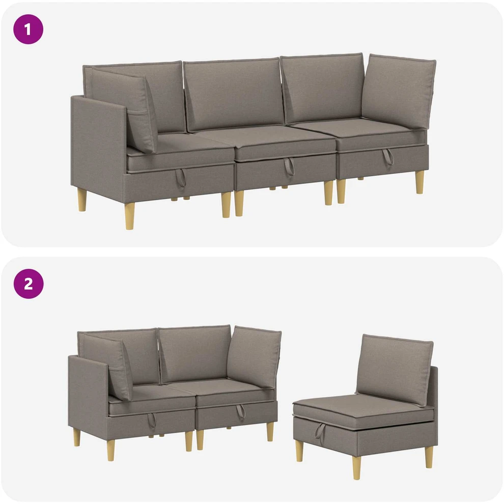 Modulinė sofa su laikymo vieta 3 vnt. Taupe Audinys
