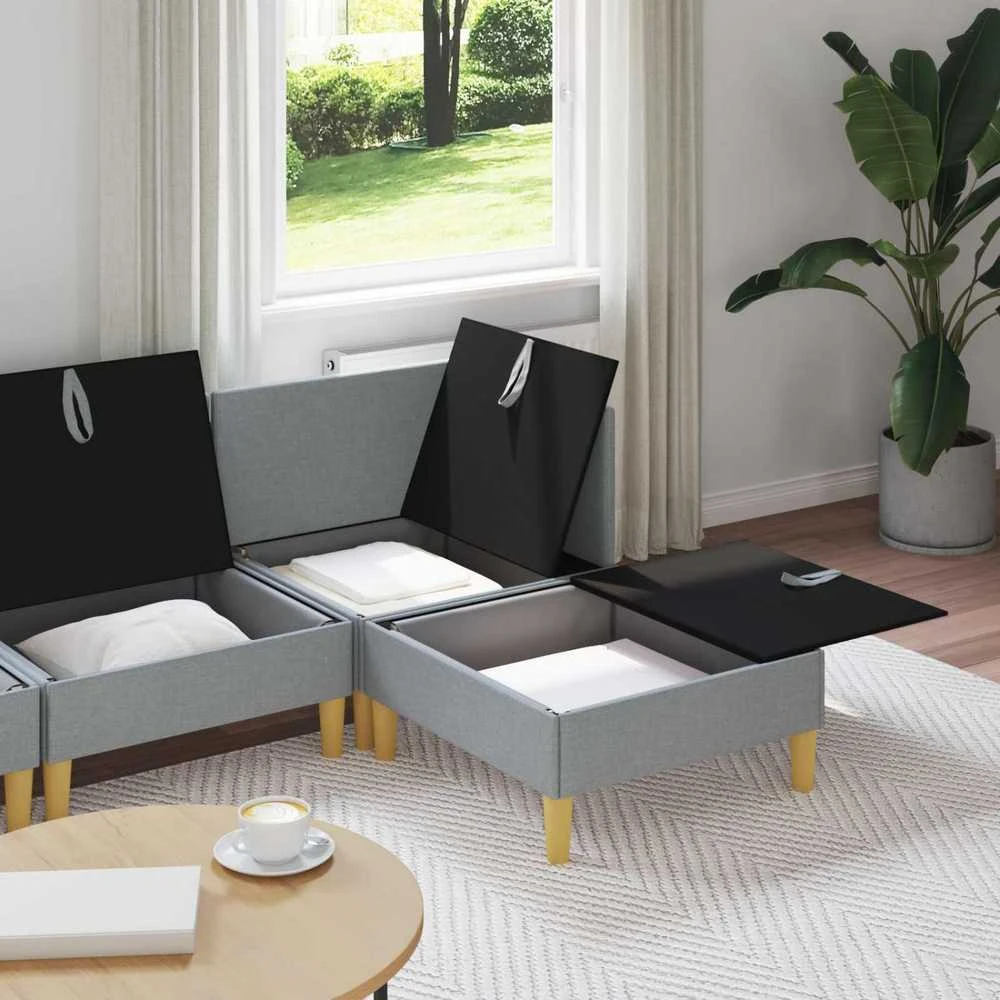 Modulinė sofa su laikymo vieta 4 vnt. Šviesiai pilka Audinys