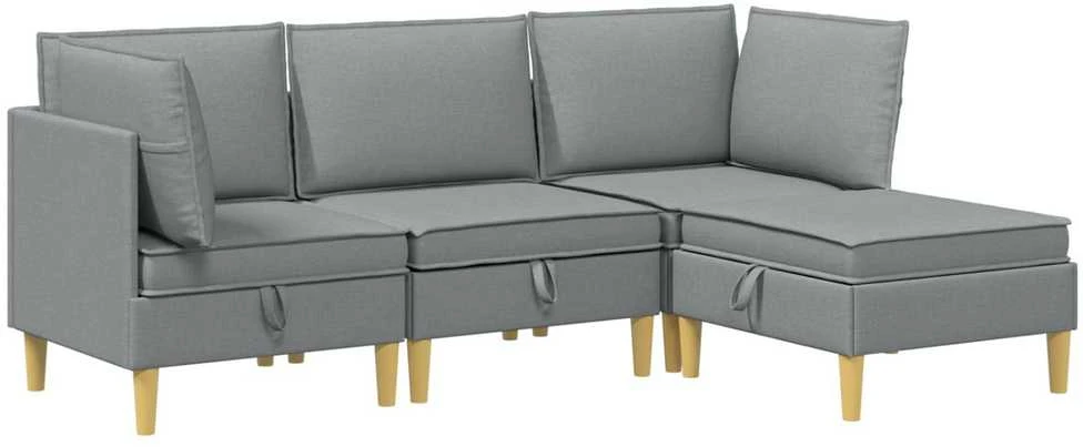 Modulinė sofa su laikymo vieta 4 vnt. Šviesiai pilka Audinys