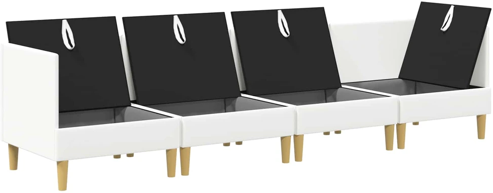 Modulinė sofa su laikymo vieta 4 vnt. Balta Audinys