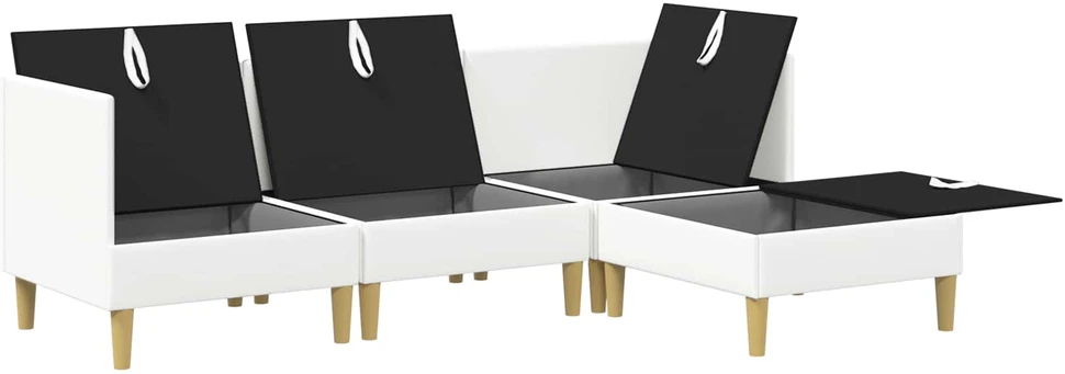 Modulinė sofa su laikymo vieta 4 vnt. Balta Audinys