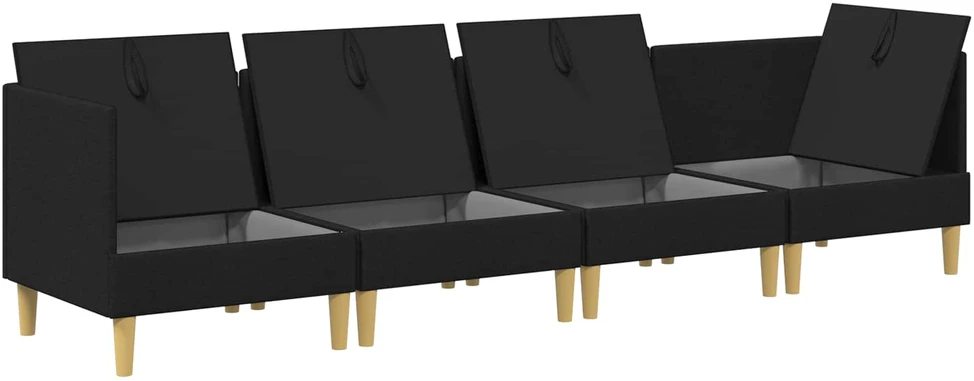Modulinė sofa su laikymo vieta 4 vnt. Juoda Audinys