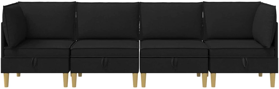 Modulinė sofa su laikymo vieta 4 vnt. Juoda Audinys