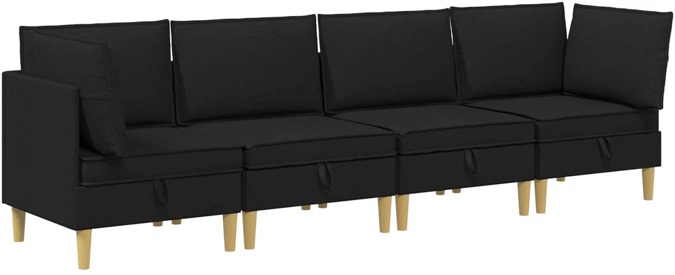Modulinė sofa su laikymo vieta 4 vnt. Juoda Audinys