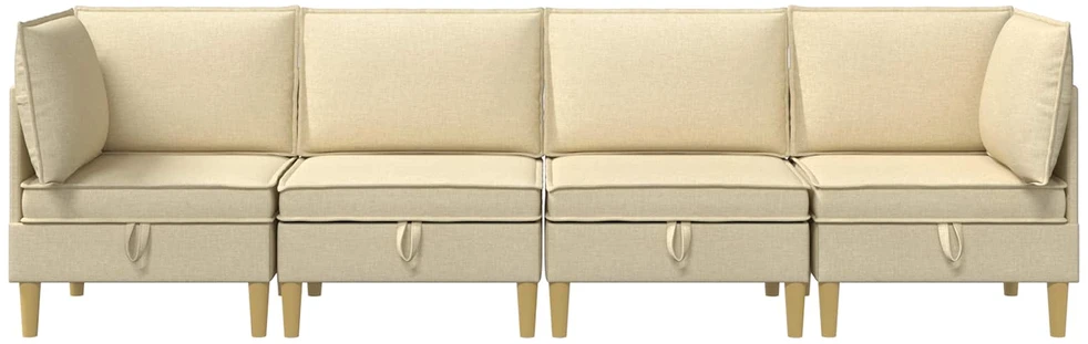 Modulinė sofa su laikymo vieta 4 vnt. Kreminė Audinys