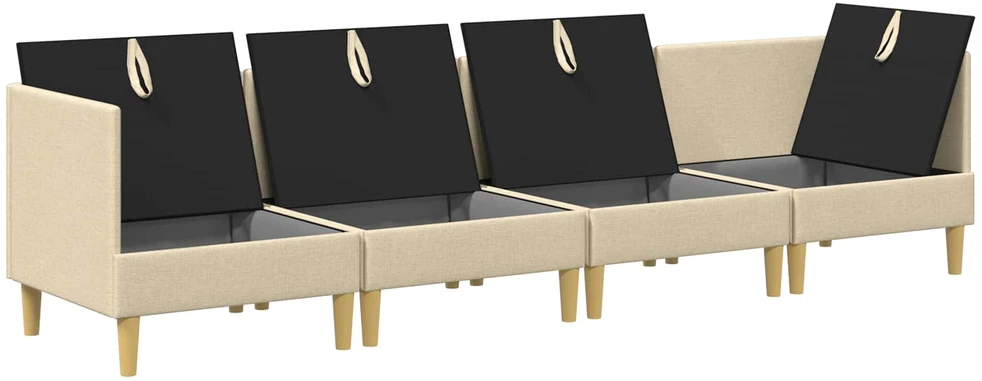Modulinė sofa su laikymo vieta 4 vnt. Kreminė Audinys