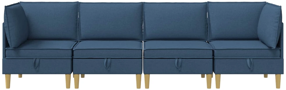Modulinė sofa su laikymo vieta 4 vnt. Mėlyna Audinys