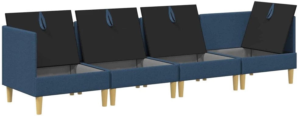 Modulinė sofa su laikymo vieta 4 vnt. Mėlyna Audinys