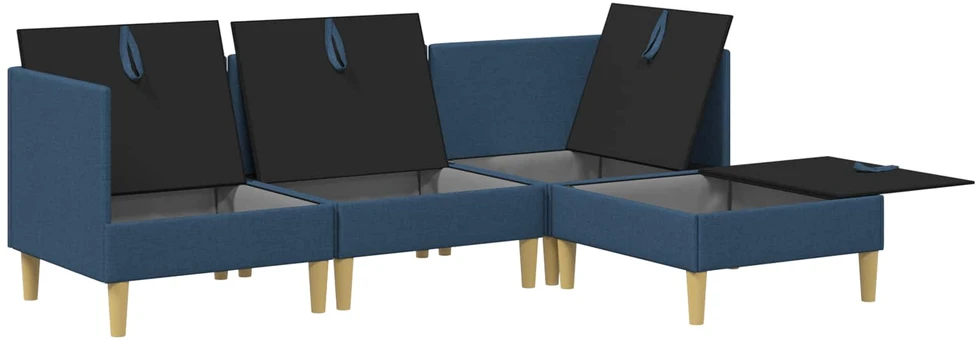Modulinė sofa su laikymo vieta 4 vnt. Mėlyna Audinys