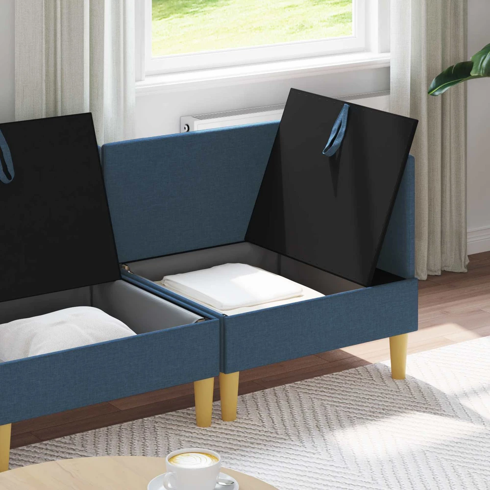 Modulinė sofa su laikymo vieta 4 vnt. Mėlyna Audinys