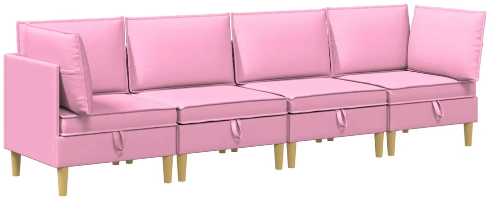 Modulinė sofa su laikymo vieta 4 vnt. Rožinė Audinys