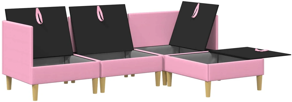Modulinė sofa su laikymo vieta 4 vnt. Rožinė Audinys