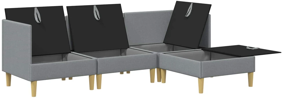 Modulinė sofa su laikymo vieta 4 vnt. Šviesiai pilka Audinys