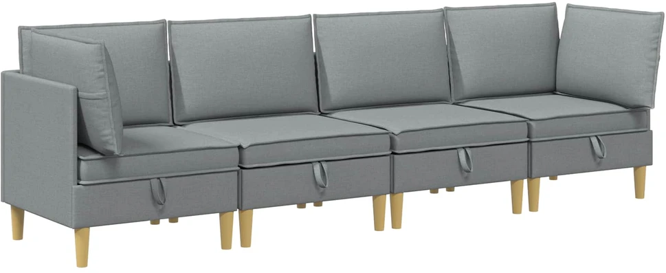 Modulinė sofa su laikymo vieta 4 vnt. Šviesiai pilka Audinys