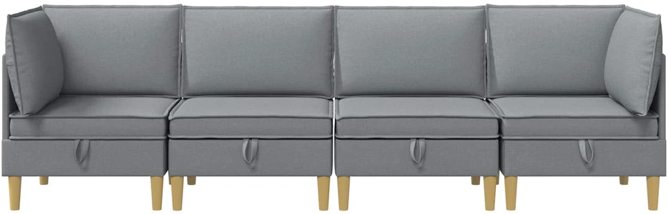 Modulinė sofa su laikymo vieta 4 vnt. Šviesiai pilka Audinys