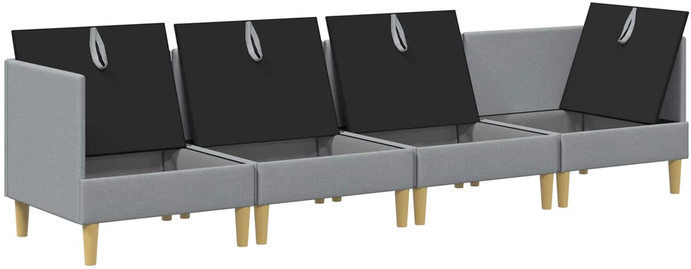 Modulinė sofa su laikymo vieta 4 vnt. Šviesiai pilka Audinys