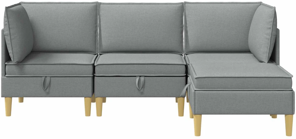 Modulinė sofa su laikymo vieta 4 vnt. Šviesiai pilka Audinys