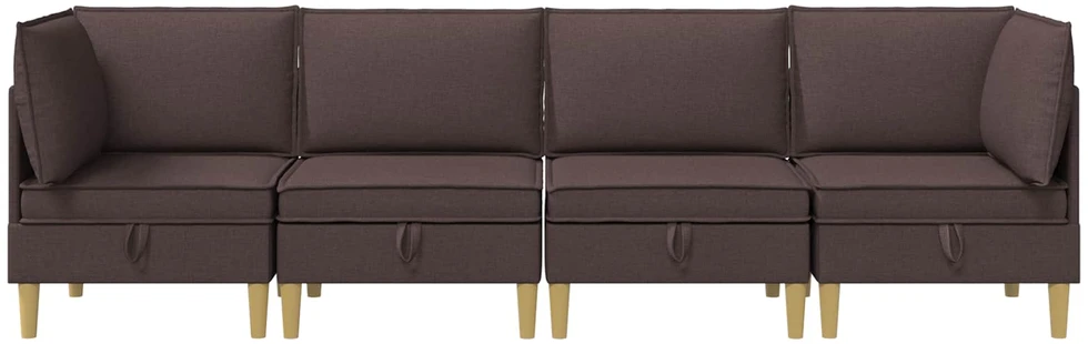 Modulinė sofa su laikymo vieta 4 vnt. Tamsiai rudas Audinys