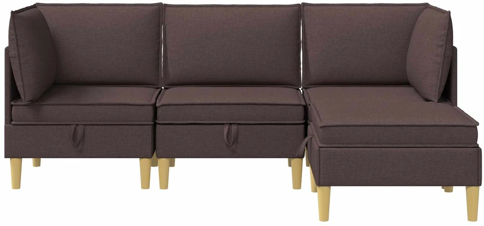 Modulinė sofa su laikymo vieta 4 vnt. Tamsiai rudas Audinys