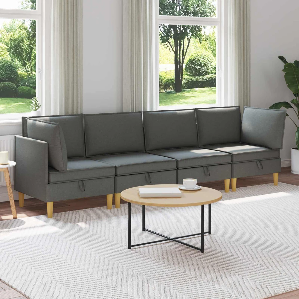 Modulinė sofa su laikymo vieta 4 vnt. Tamsiai pilka