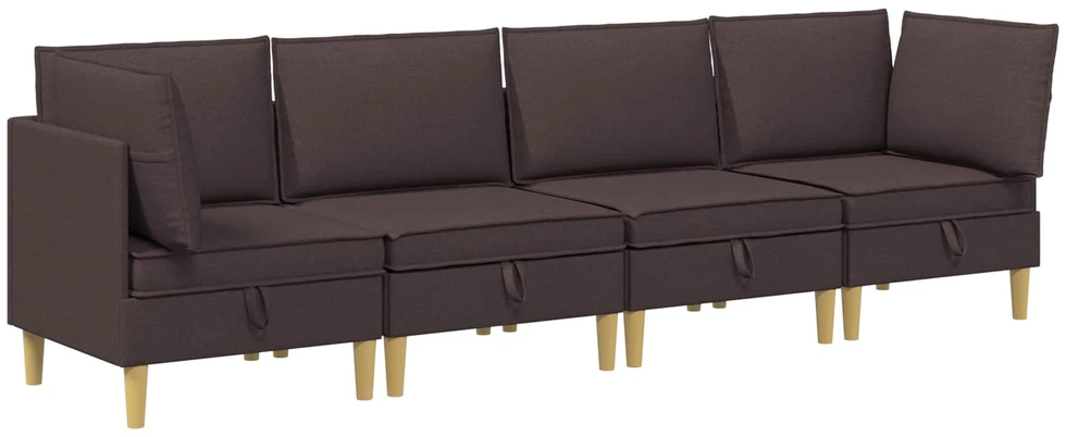 Modulinė sofa su laikymo vieta 4 vnt. Tamsiai rudas Audinys