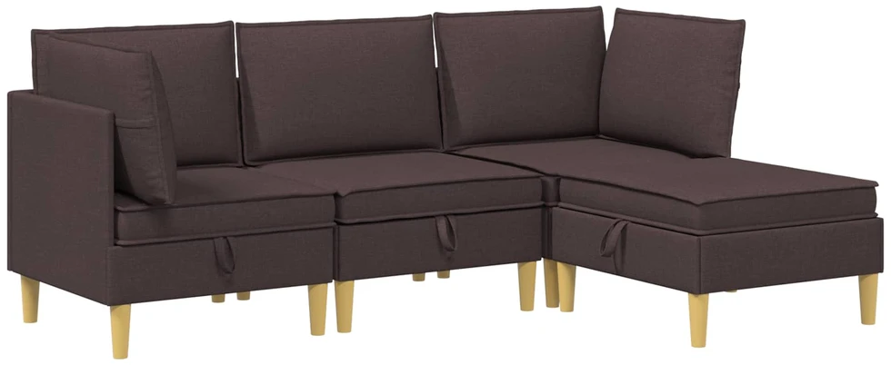 Modulinė sofa su laikymo vieta 4 vnt. Tamsiai rudas Audinys