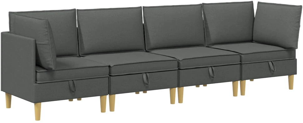 Modulinė sofa su laikymo vieta 4 vnt. Tamsiai pilka