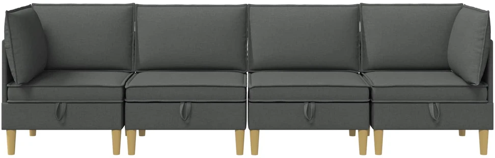 Modulinė sofa su laikymo vieta 4 vnt. Tamsiai pilka
