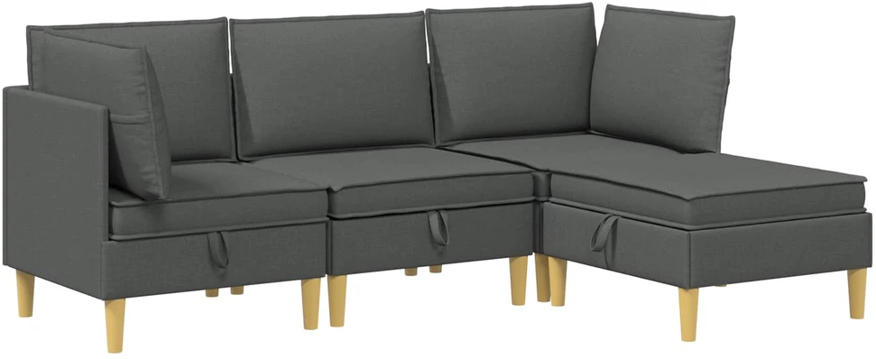 Modulinė sofa su laikymo vieta 4 vnt. Tamsiai pilka Audinys
