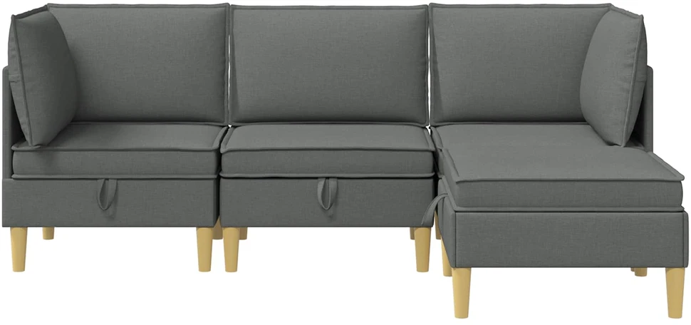 Modulinė sofa su laikymo vieta 4 vnt. Tamsiai pilka Audinys