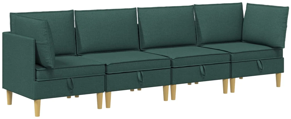 Modulinė sofa su laikymo vieta 4 vnt. Tamsiai žalia Audinys